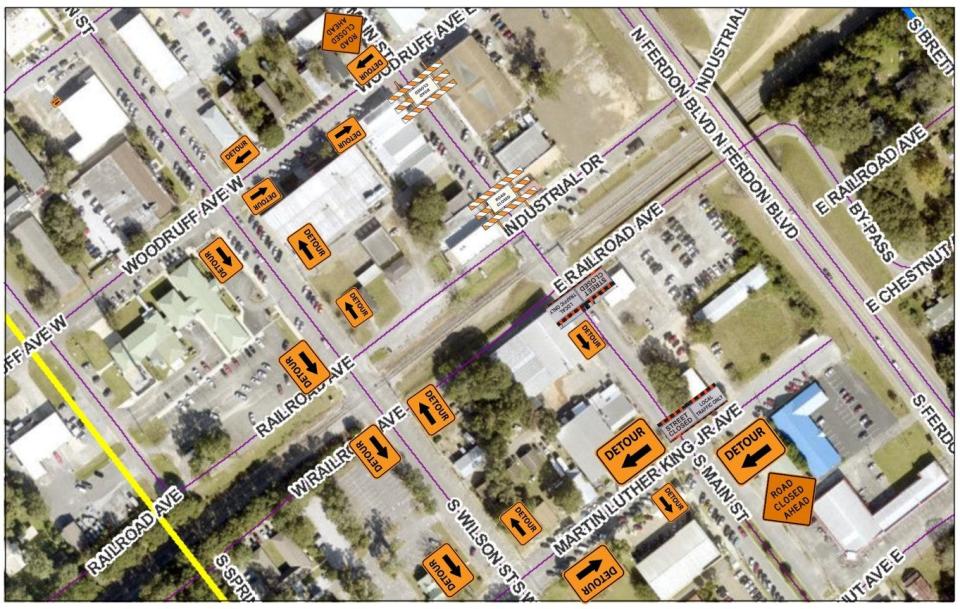 A map shows the planned detour drivers must take as the Main Street Revitalization Project takes its next step.