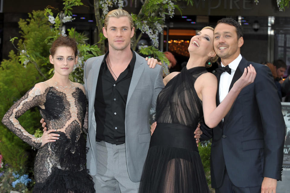 Kristen Stewart, Chris Hemsworth, Charlize Theron and Rupert Sanders attend the London premiere of "Snow White and the Huntsman" on May 14, 2012.