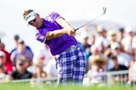 Mar 1, 2015; Palm Beach Gardens, FL, USA; Ian Poulter tees off on the 17th hole during the third round of the Honda Classic at PGA National GC Champion Course. Mandatory Credit: Peter Casey-USA TODAY Sports