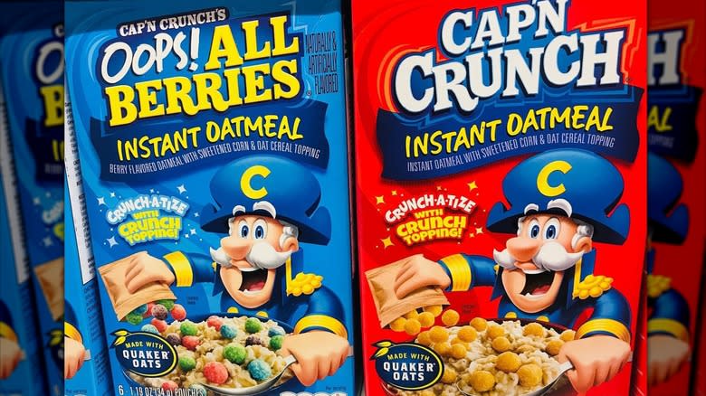 Capn Crunch instant oatmeal boxes