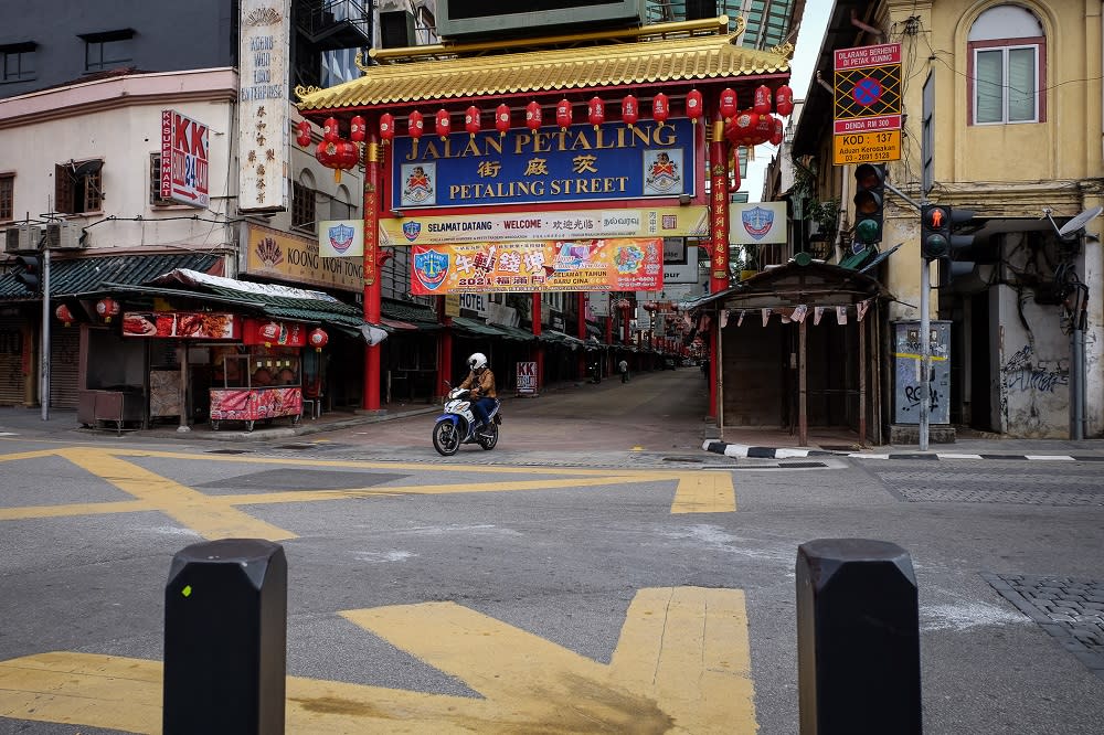 A general view of Petaling Street on Day One of the movement control order in Kuala Lumpur January 13, 2021. ― Picture by Yusof Mat Isa