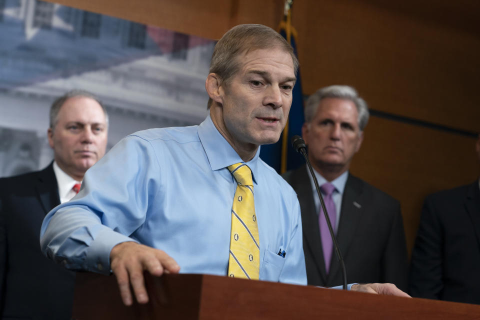 Rep. Jim Jordan (R-Ohio) led Republican arguments Wednesday against Trump's second impeachment in the House. The article of impeachment passed, however, with 10 Republicans joining Democrats in the 232-197 vote. (Photo: J. Scott Applewhite/ASSOCIATED PRESS)