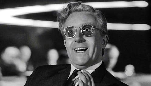 <span class="caption">Jewish actor Peter Sellers in Kubrick's Dr. Strangelove.</span> <span class="attribution"><a class="link " href="https://www.flickr.com/photos/x-ray_delta_one/3941702700" rel="nofollow noopener" target="_blank" data-ylk="slk:James Vaughan/Flickr;elm:context_link;itc:0;sec:content-canvas">James Vaughan/Flickr</a>, <a class="link " href="http://creativecommons.org/licenses/by-nc-sa/4.0/" rel="nofollow noopener" target="_blank" data-ylk="slk:CC BY-NC-SA;elm:context_link;itc:0;sec:content-canvas">CC BY-NC-SA</a></span>