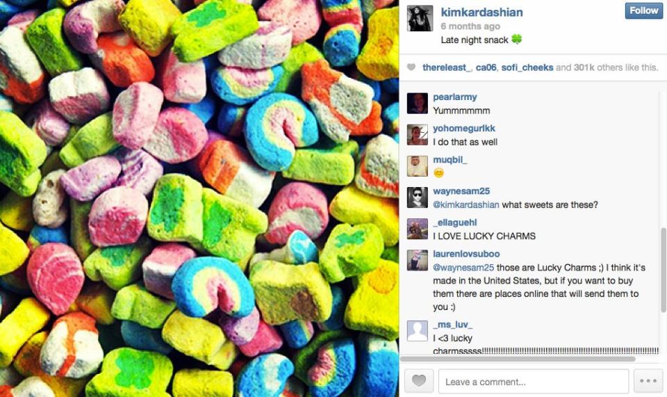 You know you still do this to Lucky Charms. Kudos to Kim for being honest! 