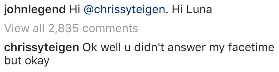 Picture of Chrissy Teigen Instagram Comment