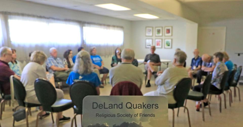 Once a month, the Volusia County Quaker group holds a business meeting to discuss what efforts they want to focus on and how they can improve. Their recent activities have included handing out banned books and helping the homeless.