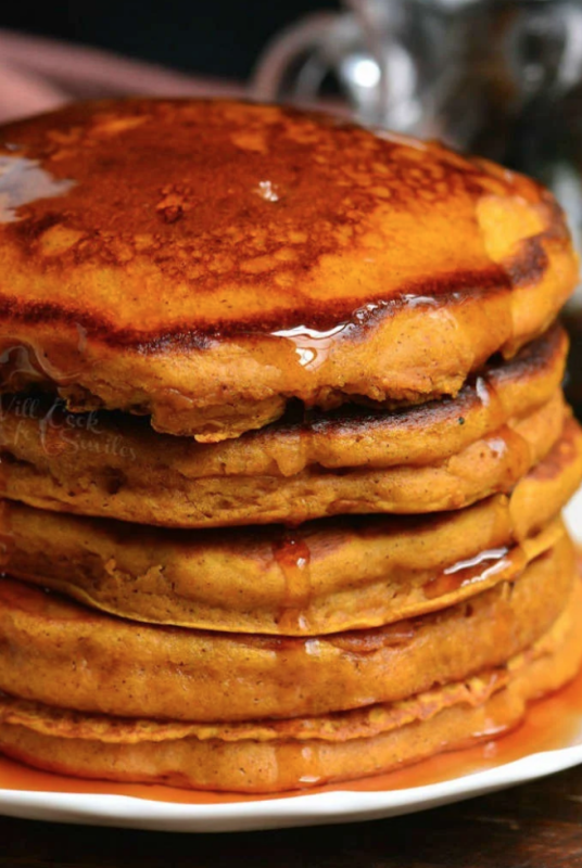 <p>Will Cook For Smiles</p><p>Nothing compares to homemade fluffy buttermilk pancakes made with pumpkin puree and pumpkin pie spices. Top it off with butter and syrup for a perfectly comforting fall breakfast. </p><p><strong>Get the recipe: <em><a href="https://www.willcookforsmiles.com/pumpkin-pancakes/" rel="nofollow noopener" target="_blank" data-ylk="slk:Pumpkin Pancakes;elm:context_link;itc:0;sec:content-canvas" class="link ">Pumpkin Pancakes</a></em></strong></p>