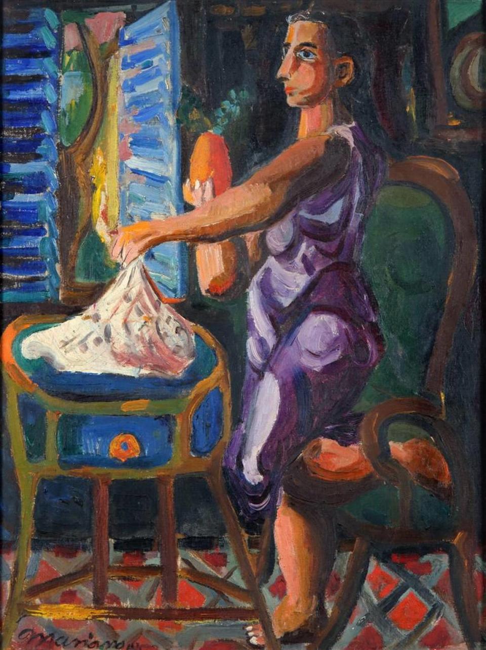 “Mujer en interior con piña”, de Mariano Rodríguez. 1943.