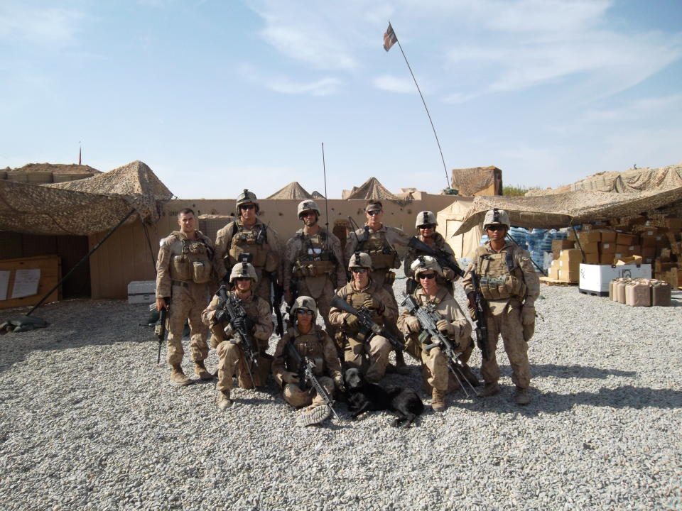 U.S. Marines serving in Afghanistan pose for a group photo. (Courtesy of Byung Kang)