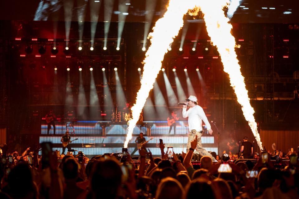 Morgan Wallen performs during his One Night at a Time Tour concert at Nissan Stadium in Nashville, Tenn., Thursday, May 2, 2024.