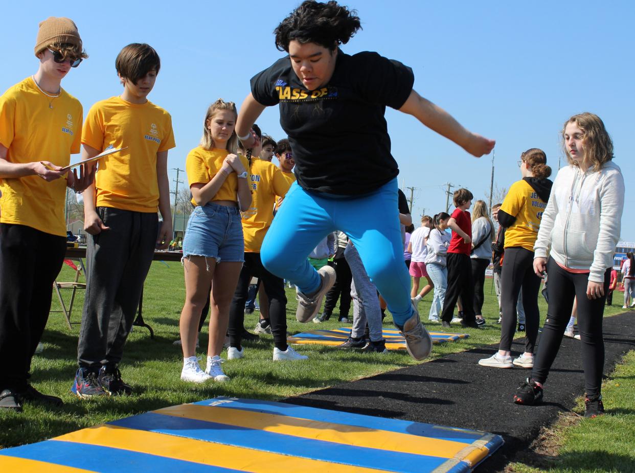 In the women’s long jump, Annalicia Martinez, 17, placed first in the 14-17 age group at this year's Monroe County Special Olympics.