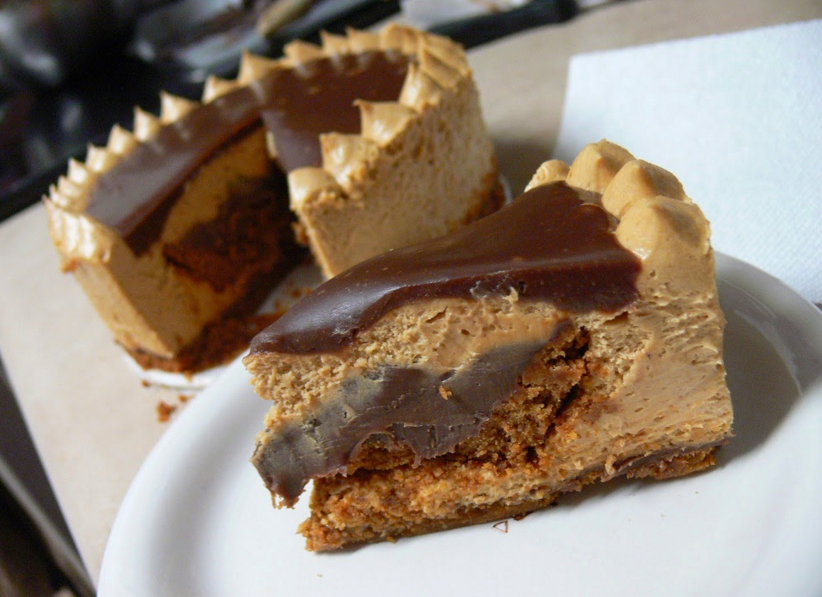 Gluten-free no-bake peanut-butter cheesecake + chocolate pie.