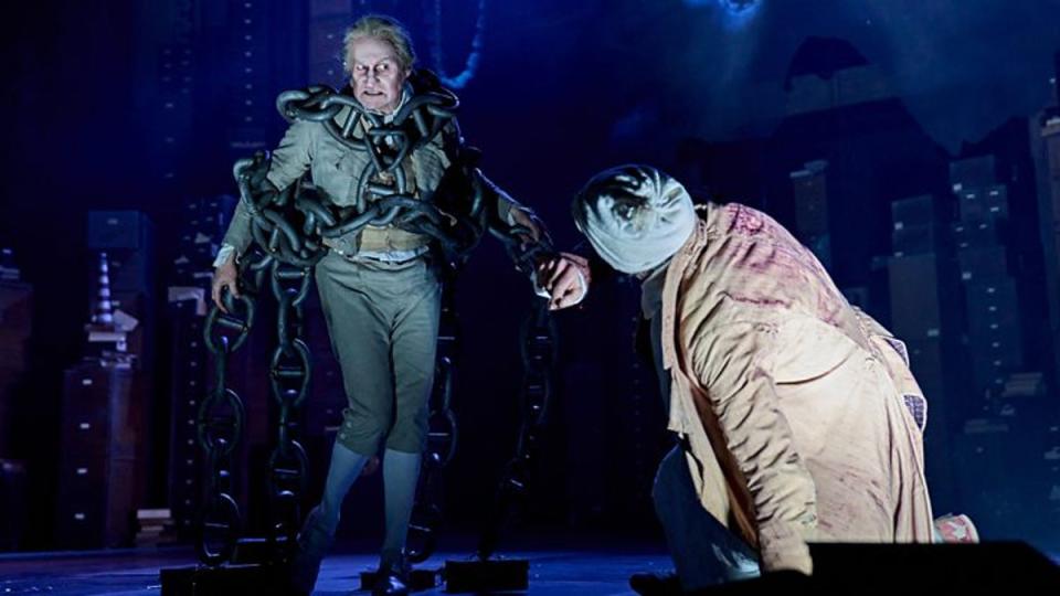 Mark Gatiss as Jacob Marley in a stage production of ‘A Christmas Carol’ (BBC)