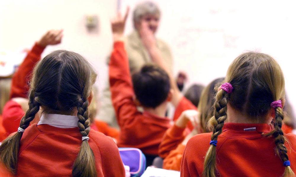 Primary school pupils during a lesson.