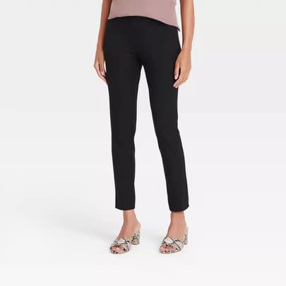 A pair of office-ready pants with stretch and structure