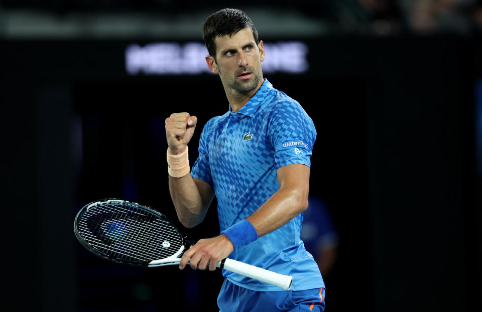 Novak Djokovic (pictured) celebrates a point at the Australian Open.