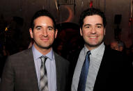 LOS ANGELES, CA - MARCH 19: Writers/directors Hayden Schlossberg (L) and Jon Hurwitz pose at the after party for the premiere of Universal Pictures' "American Reunion" at the Roosevelt Hotel on March 19, 2012 in Los Angeles, California. (Photo by Kevin Winter/Getty Images)