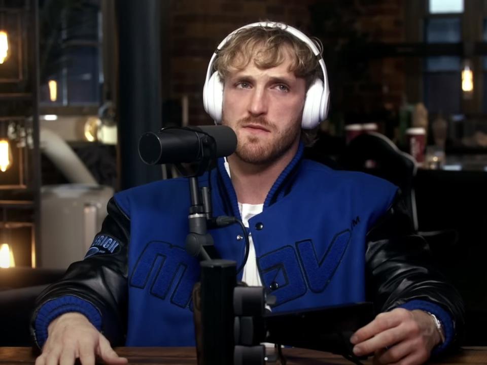 An image of Logan Paul speaking on the True Geordie podcast.