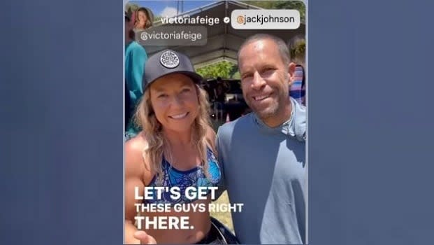 Former pro surfer and two-time Grammy nominee Jack Johnson, right, has thrown his support behind the campaign to get Para surfing into the 2028 Paralympic Games in Los Angeles.
