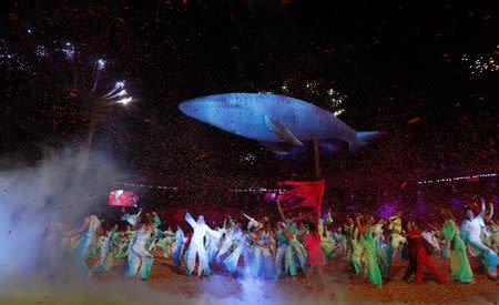 Gold Coast 2018 Commonwealth Games - Opening ceremony - Carrara Stadium - Gold Coast, Australia - April 4, 2018 - Artists perform during the opening ceremony. REUTERS/Paul Childs