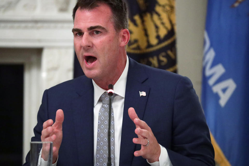 Oklahoma Gov. Kevin Stitt speaks during a roundtable at the White House in 2020.