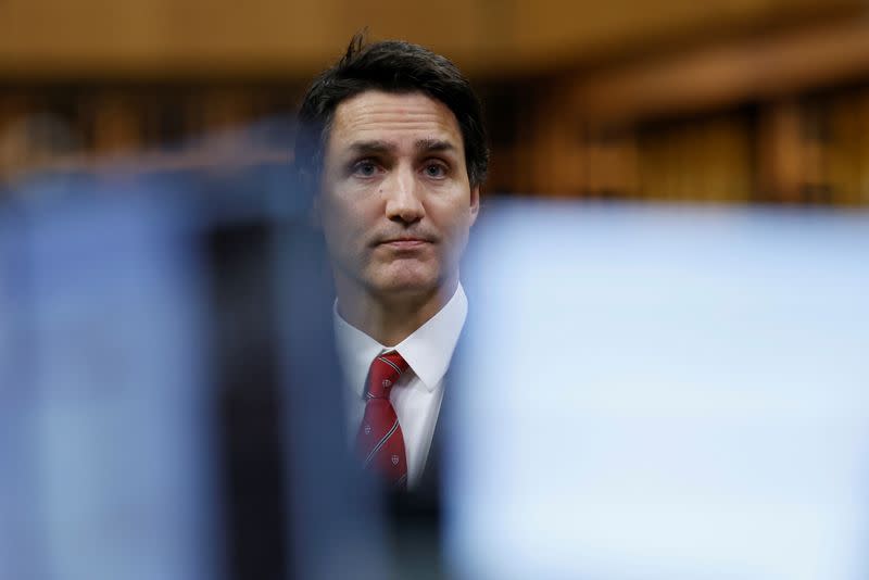 Canada's Prime Minister Justin Trudeau makes a statement in the House of Commons on Parliament Hill in Ottawa