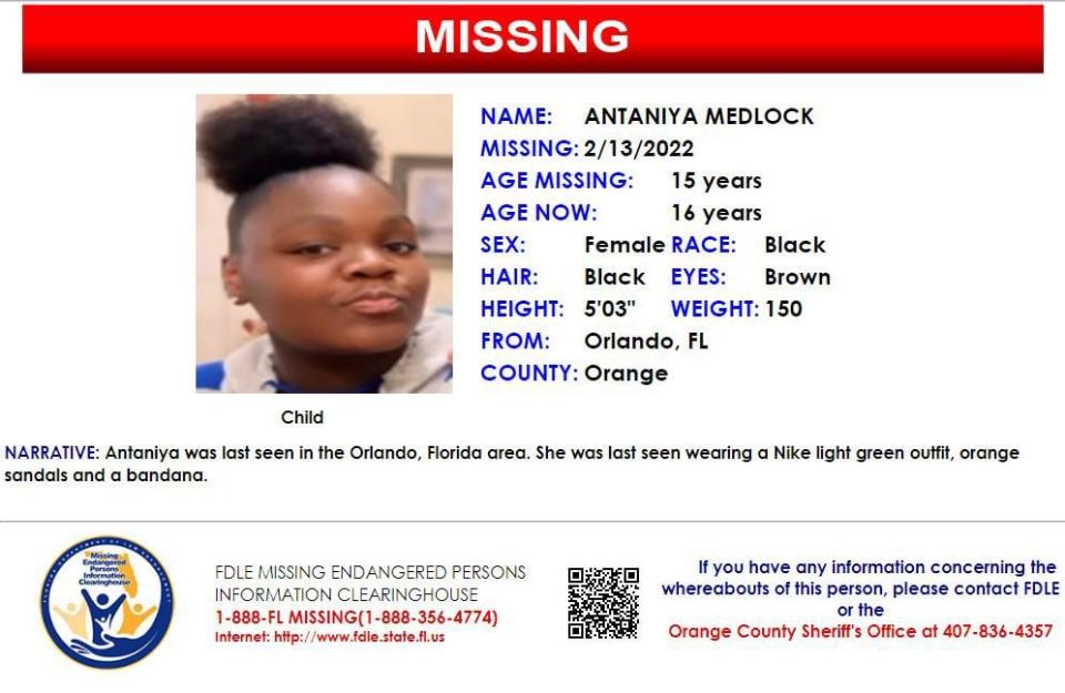 Antaniya Medlock was last seen in Orlando on Feb. 13, 2022.