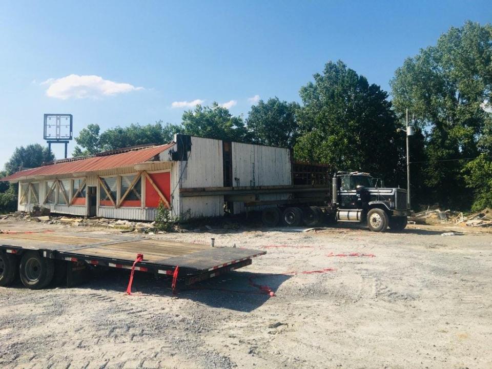 The original Cracker Barrel building was recently moved from State Route 109 in Lebanon, Tenn., to the Wilson County fairgrounds.