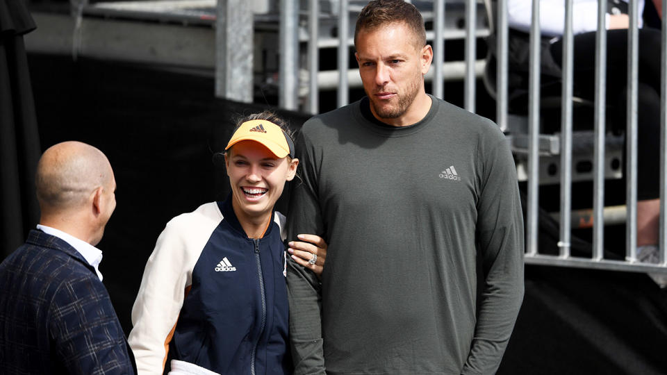 Caroline Wozniacki and David Lee, pictured here at the 2020 ASB Classic in New Zealand. 