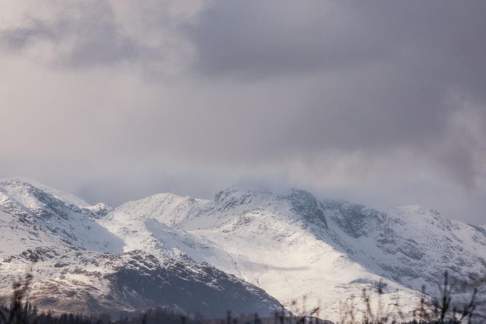 Cumbria, UK. 3rd Mar, 2024. UK Weather.Snow topped high fells above and around Lake Windermere, south Cumbria, The Lake District . Credit: Gordon Shoosmith/Alamy Live News