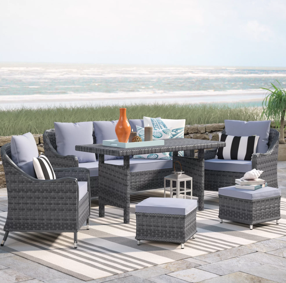 Beachcrest Arcellinna 6 Piece Sectional Set with Cushions (Photo: Wayfair)