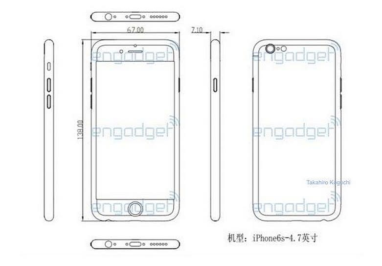 iPhone 6s設計圖曝光 厚度增0.2mm