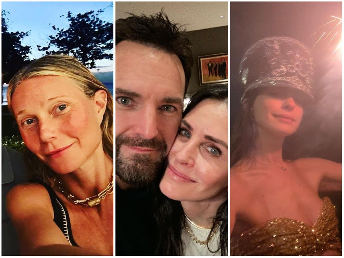 Gwyneth Paltrow, Courtney Cox and Anne Hathaway celebrate New Year’s Eve (Instagram @gwynethpaltrow/Instagram @courtneycoxofficial/Instagram @annehathaway)