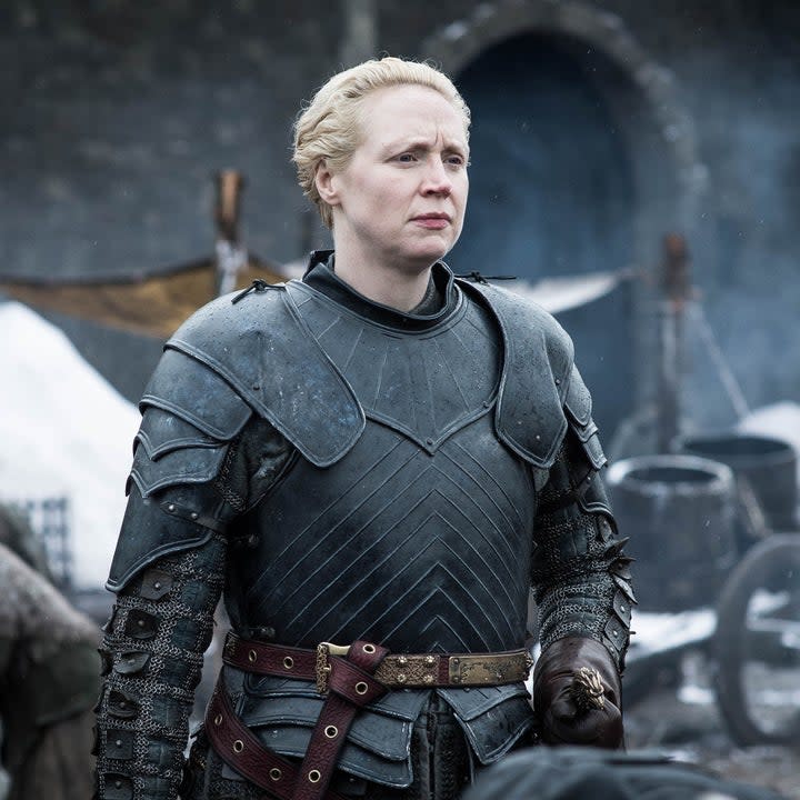 Gwendoline Christie wears armor