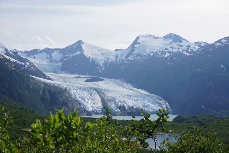 Portage Glacier as seen from Portage Pass in Chugach National Forest in Alaska