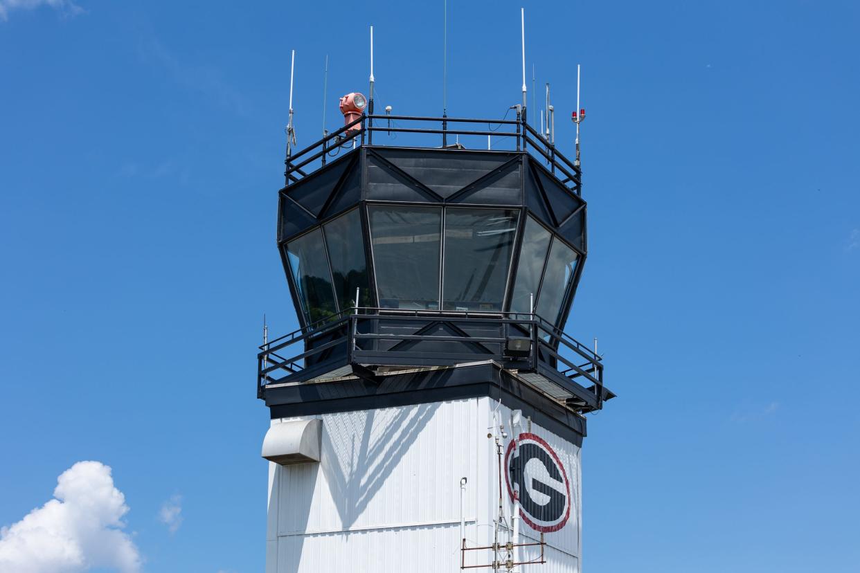 FILE - The airport traffic control tower at the Athens-Ben Epps Airport. The airport has ambitious plans to pursue new service providers.