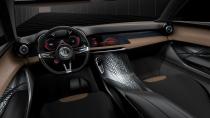 <p>The hybrid gets a special logo that's a variation of Alfa's snake emblem but with an electric-plug graphic. </p>