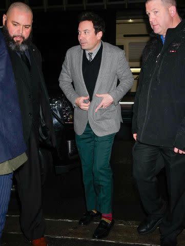 <p>Gotham/GC </p> Jimmy Fallon arrives at the 'SNL' afterparty on January 28, 2024, in New York City.