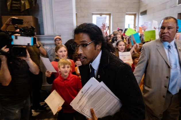 justin-jones-nashville-dem.jpg Nashville Students Hold Walkout To Demand Gun Safety In Wake Of School Shooting - Credit: Seth Herald/Getty Images