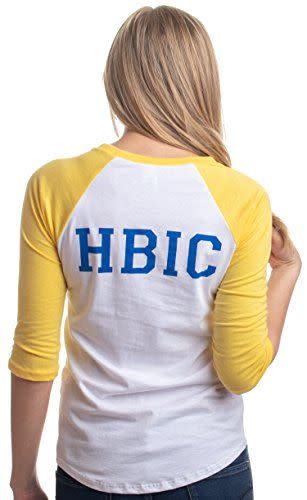 12) "Head Bitch in Charge"  Yellow Baseball T-Shirt