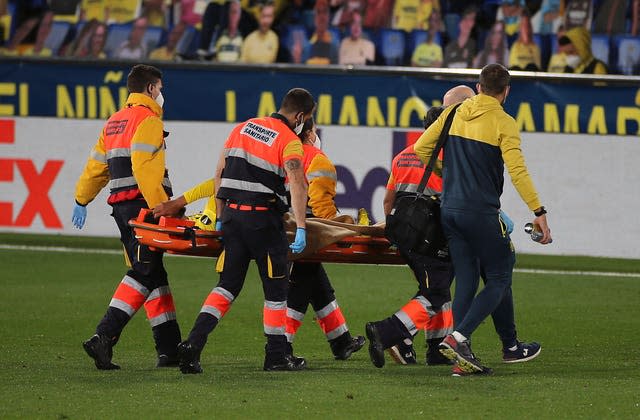 Etienne Capoue was sent off before leaving the pitch on a stretcher