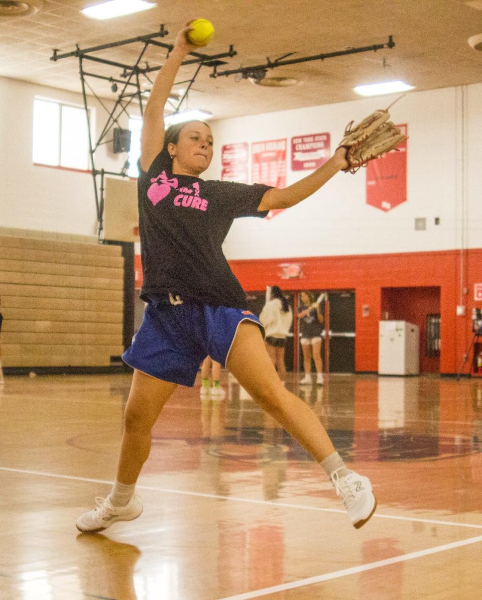 North Rockland senior pitcher Delaney McGovern during practice on June 7, 2023.