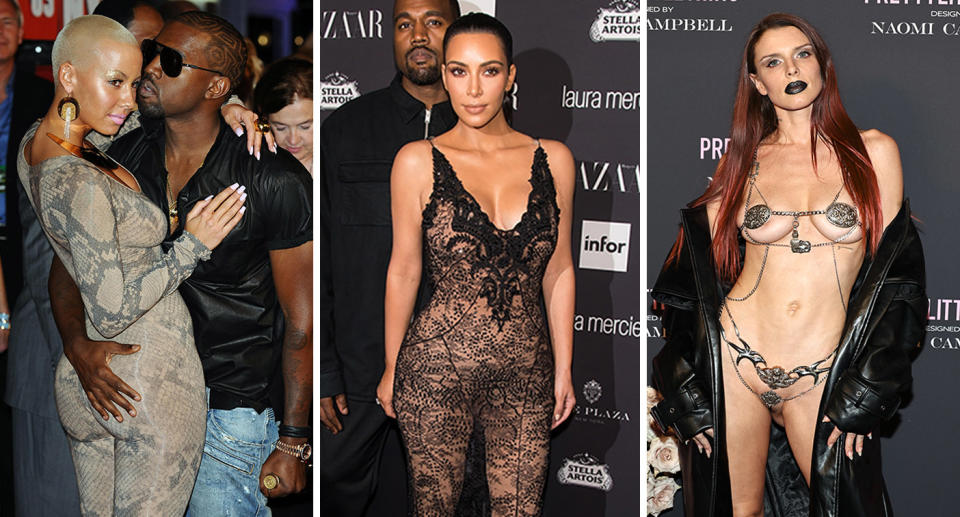 Kanye West and Amber Rose; Kanye West and Kim Kardashian; Julia Fox