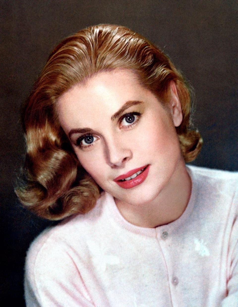 Grace Kelly wearing blush