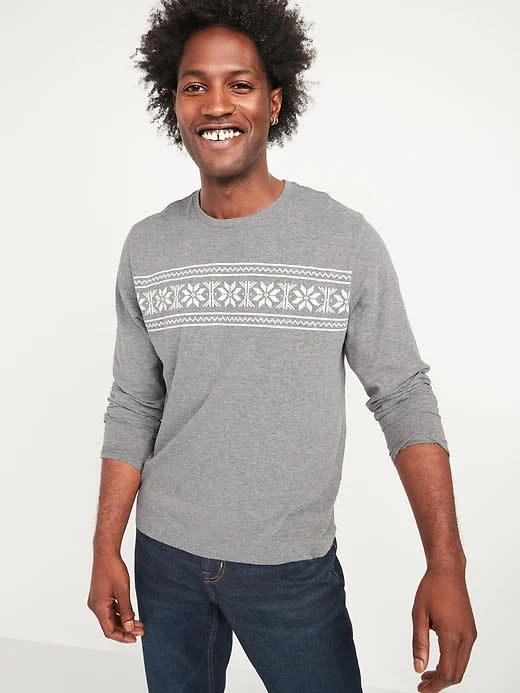 Soft-Washed Fair Isle Long-Sleeve T-Shirt. Image via Old Navy.