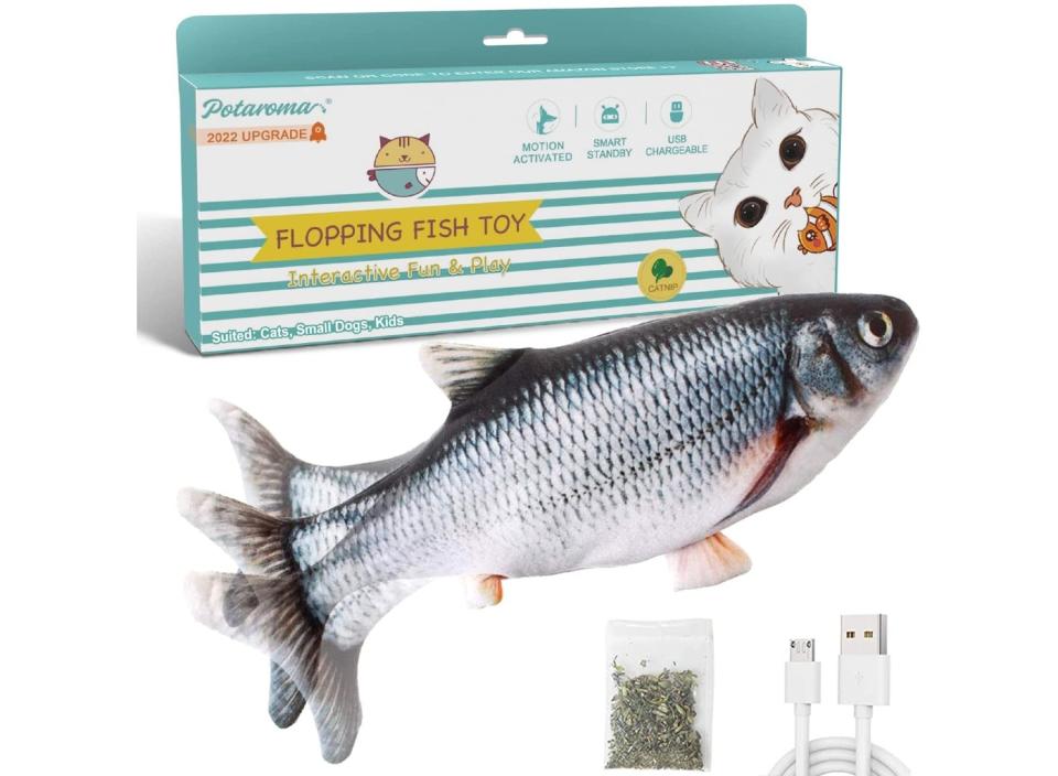 Watch as your cats go crazy for this realistic flopping fish toy. (Source: Amazon)