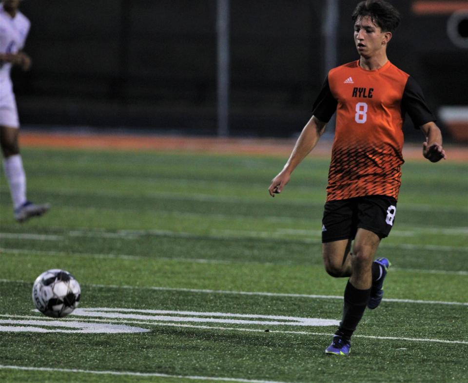 Ryle senior Anes Smajlovic goes to the ball during Ryle's 3-0 win over HIghlands in KHSAA boys soccer Sept. 7, 2023 at Ryle High School, Union, Ky.