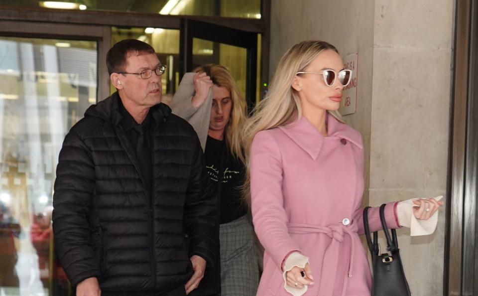 Thomas Cashman's girlfriend Kayleeanne Sweeney (right) and family leaving Manchester Crown Court after he was found guilty of murdering nine-year-old Olivia Pratt-Korbel - PA