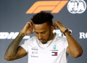 Formula One F1 - Australian Grand Prix - Melbourne Grand Prix Circuit, Melbourne, Australia - March 22, 2018 Mercedes' Lewis Hamilton during the press conference REUTERS/Brandon Malone