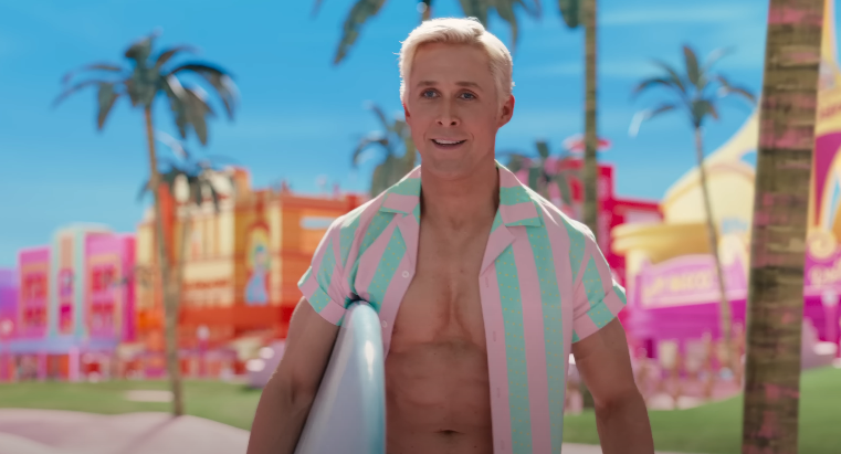 Closeup of Ryan Gosling as Ken